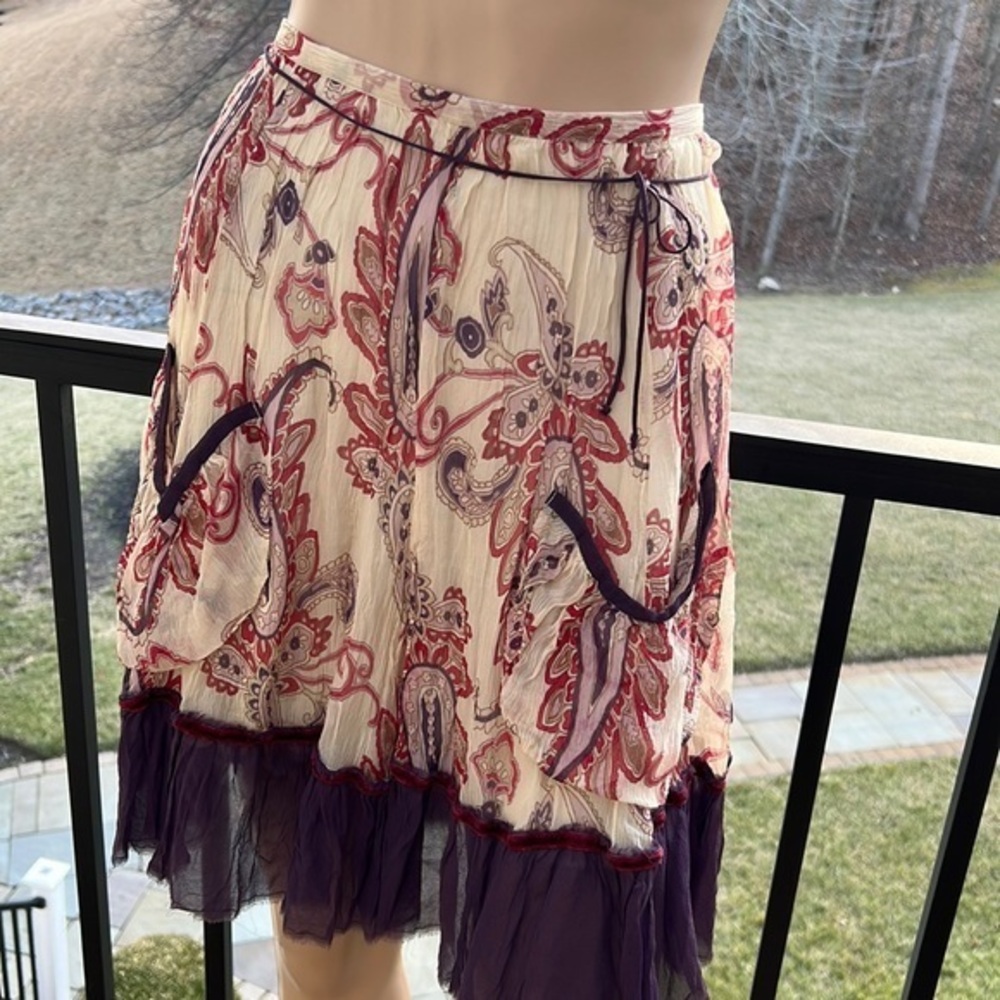 Animal Chiffon Silk gypsy boho hippie mini skirt with pockets